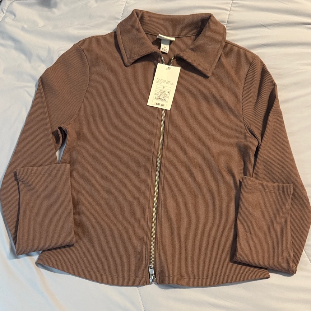 Brown top and bottom Zip-Up shirt